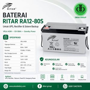 baterai ritar ra 12 80 s cocok untuk ups dan sistem backup