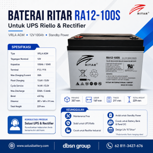 baterai ritar ra 12 100 s cocok untuk ups industrial dan rectifier industrial?