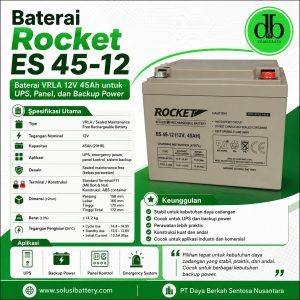 rocket es 45 12 — baterai vrla 12v 45/50ah |sistem rectifier 110vdc