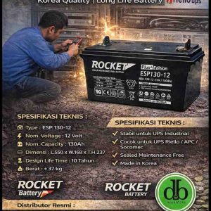 rocket es 130 12 — baterai vrla 12v 130ah andal untuk ups riello rumah sakit