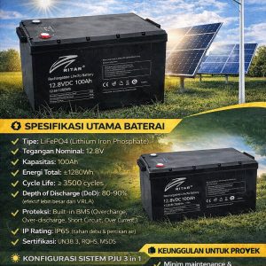 fungsi baterai lifepo4 untuk pju tenaga surya 3 in 1: stabil, tahan lama & siap iklim tropis