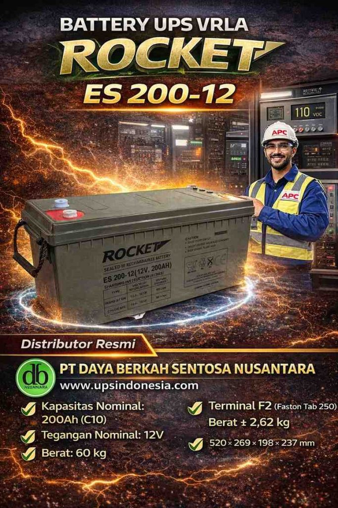 battery ups vrla merk rocket es 200 12
