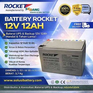 battery vrla merk rocket type es 12 12