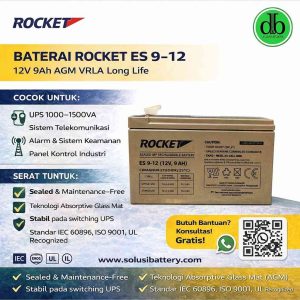 baterai rocket es 9 12 12v 9ah agm vrla – spesifikasi & keunggulan long life