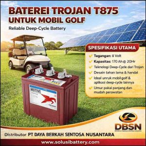 baterai trojan t875 8v 170ah untuk mobil golf | harga & spesifikasi