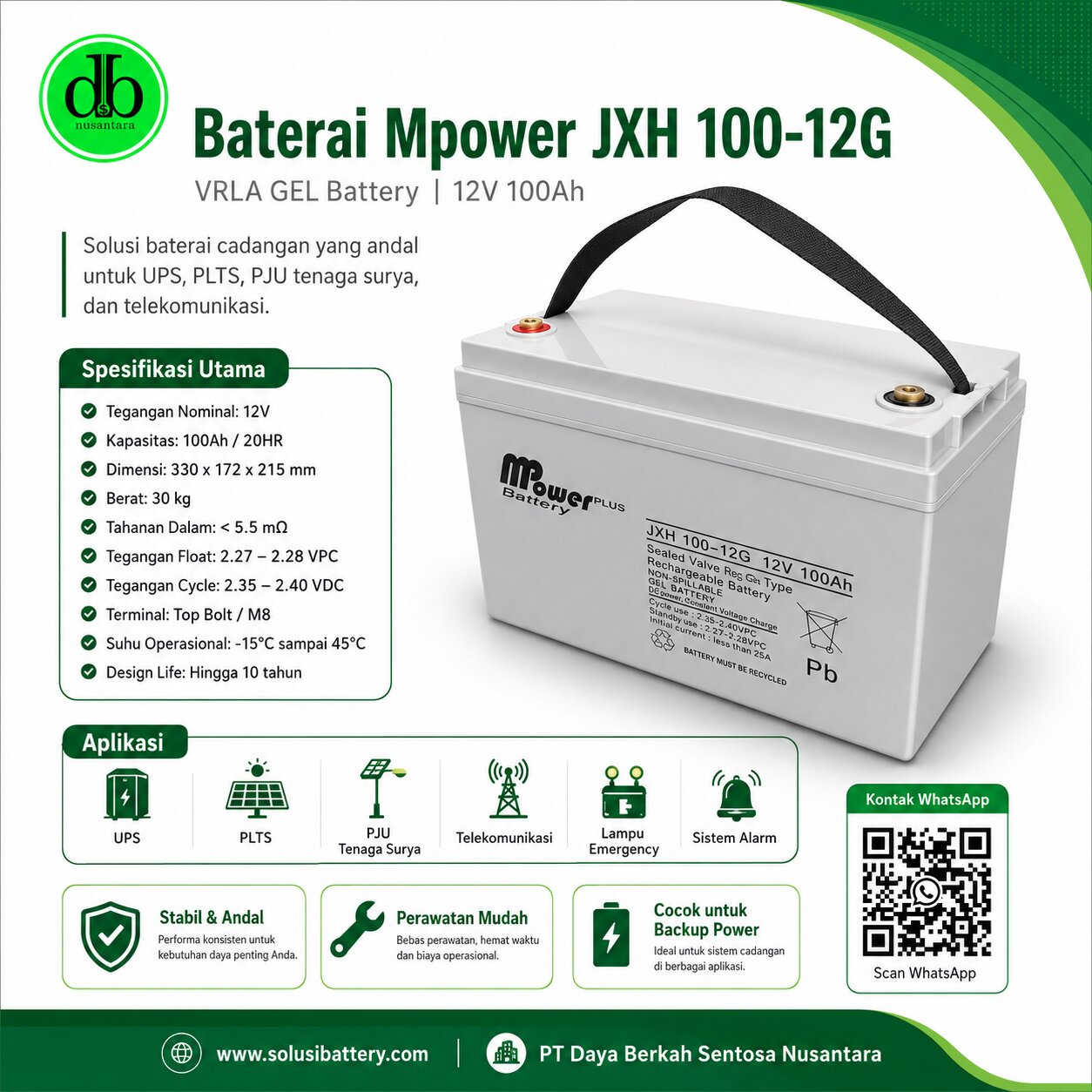 spesifikasi dan keunggulan baterai vrla mpower jhx 100 12 spesifikasi dan keunggulan baterai vrla mpower jhx 100 12