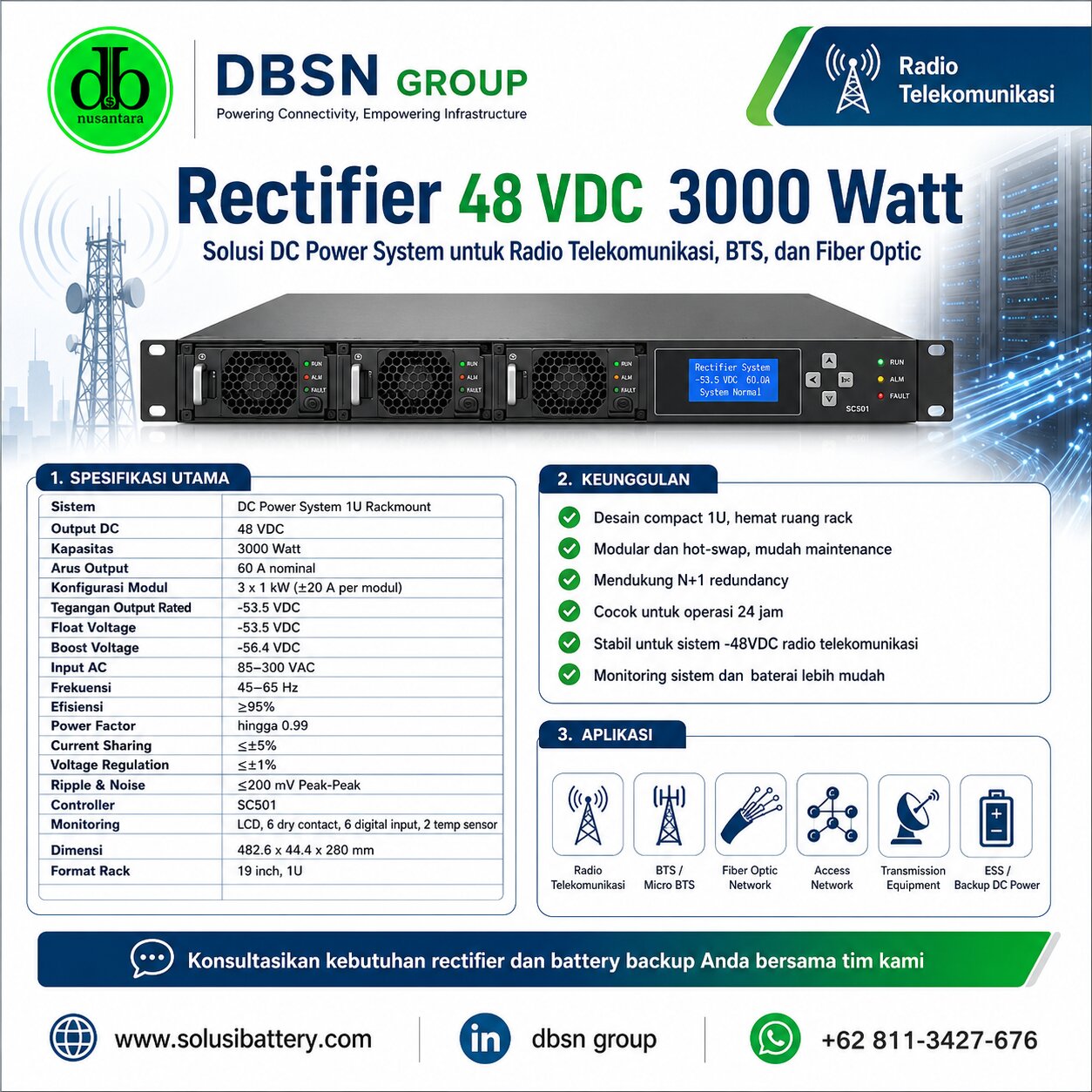 rectifier 48vdc 3000w 60a, rectifier 48v 60a, rectifier 48vdc permodul 20a rectifier 48vdc 3000w 60a, rectifier 48v 60a, rectifier 48vdc permodul 20a