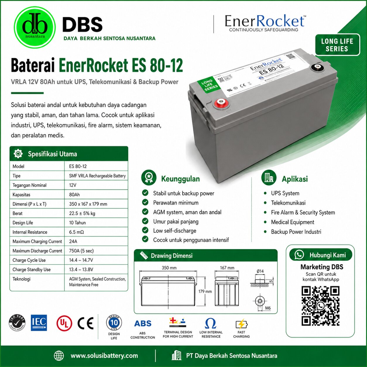 baterai ups merk enerrocket esc 80 12 baterai ups merk enerrocket esc 80 12