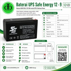 baterai ups merk safe energy 12v 9 ah