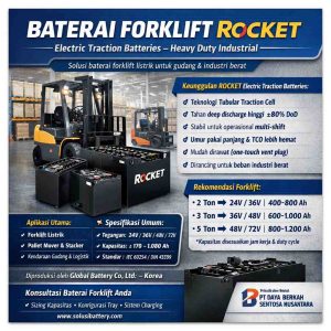 baterai elektrik forklift merk rocket