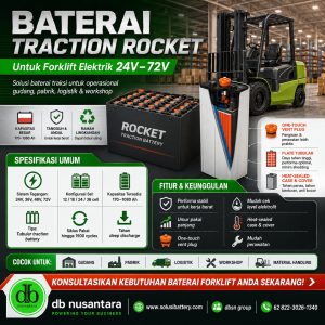 baterai traction rocket untuk forklift elektrik 24v–72v