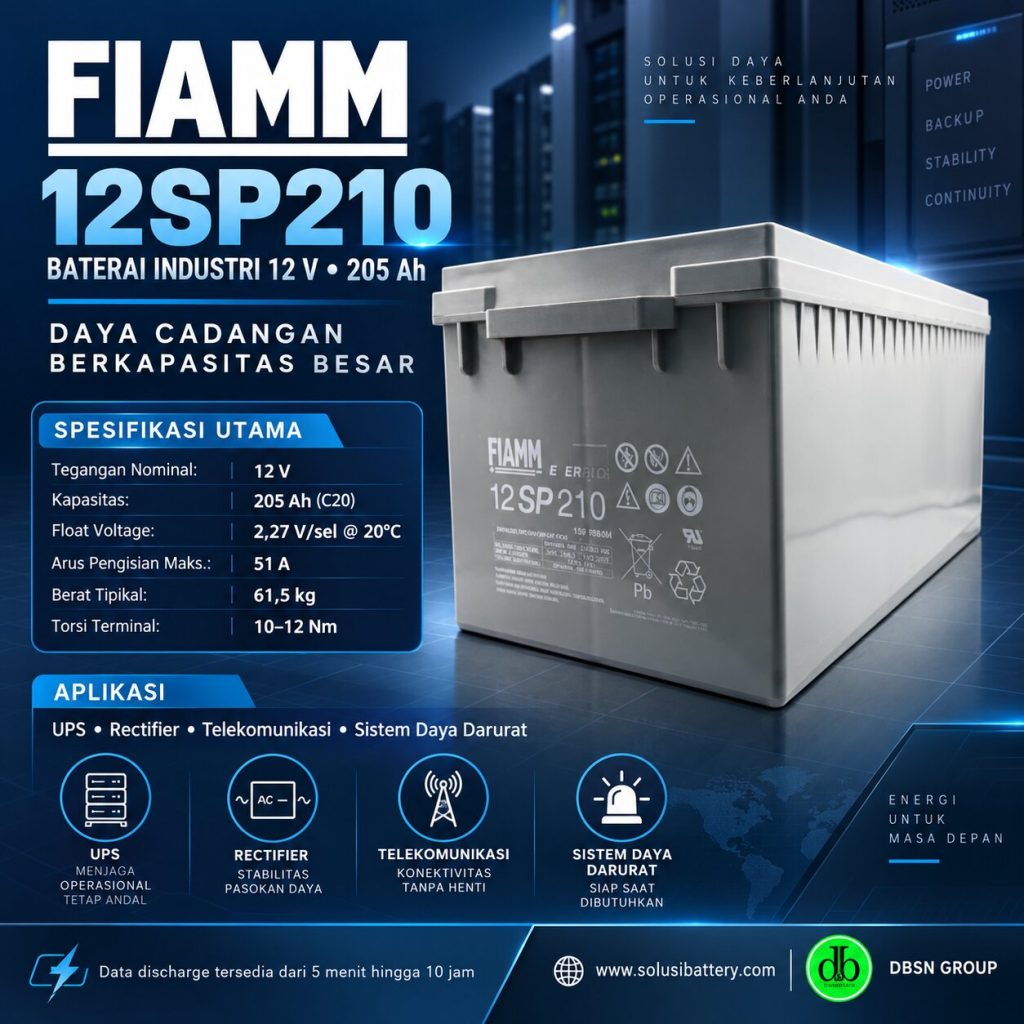 Baterai FIAMM 12SP210 12V 205Ah: Spesifikasi, Performa Discharge, dan Aplikasinya bdebca38 9688 4379 b2aa 606b27c45036