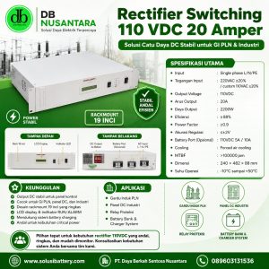 rectifier switching 110 vdc 20 amper untuk gi pln dan industrial